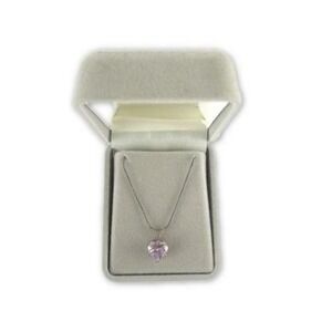 Boxed Sterling Silver Chain Purple Amethyst Heart Stone Pendant Necklace